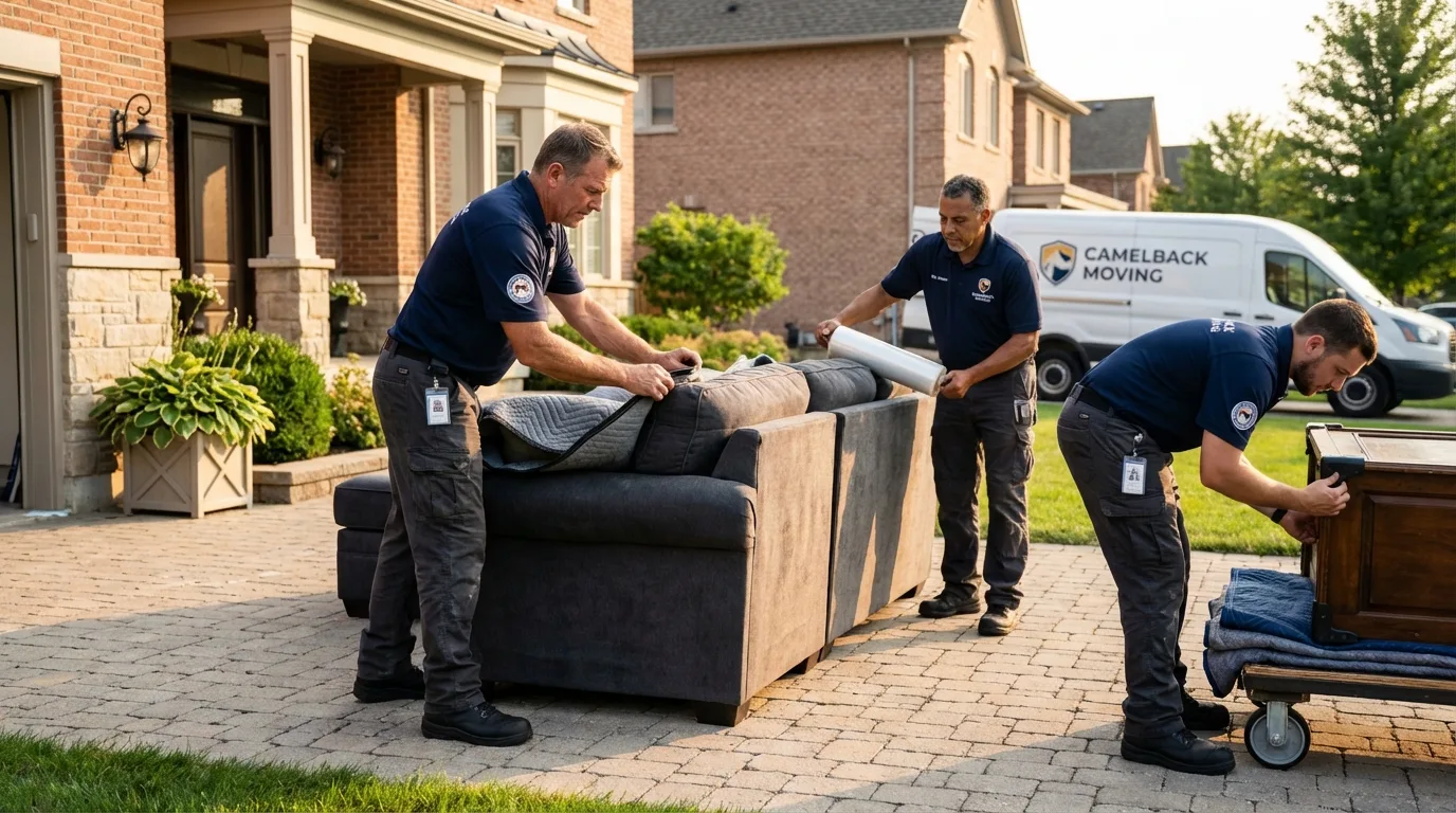 Large estate moving crew wrapping furniture in Jenkintown, PA