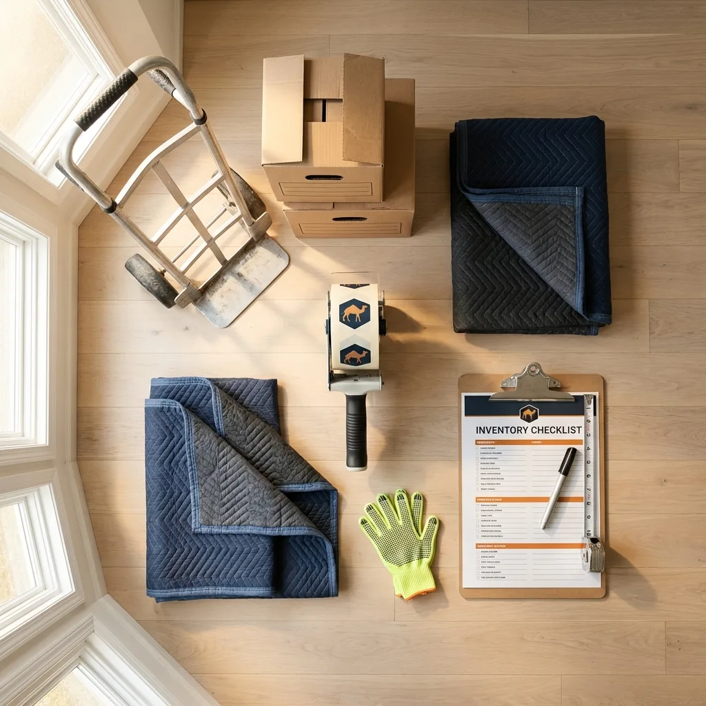 Professional moving supplies and packing materials layout for Jenkintown residential relocations